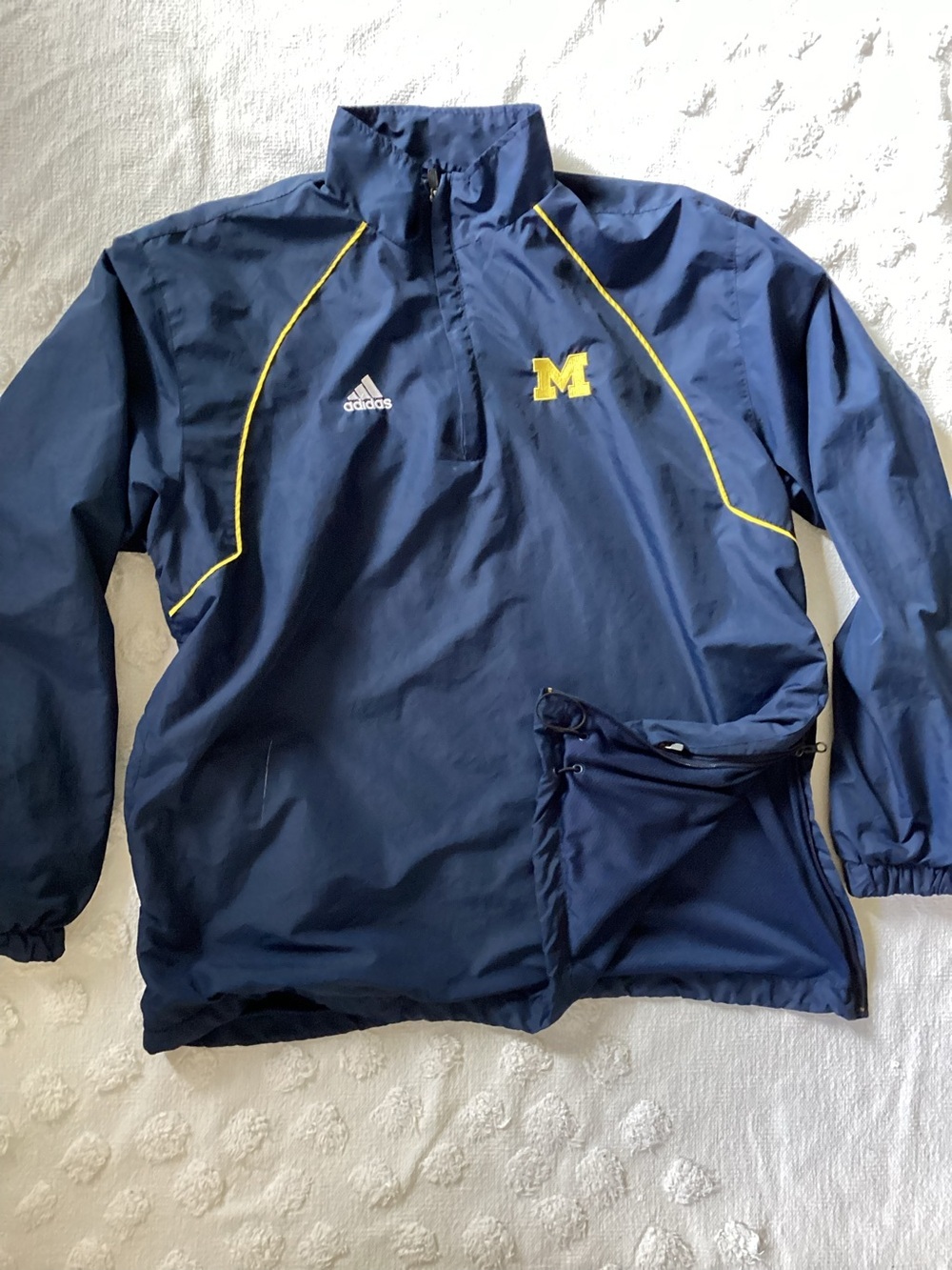 adidas Michigan Wolverines 1/4 Zip climate pullover Jacket L Large Navy
